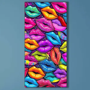 5D DIY Full Drill Round Diamond Painting - Diamond Art Kit Colored Lips Mosaic, Canvas - DIY Decor, Home Wall Art, Suitable for Halloween and Christmas, Birthday and Anniversary Gifts, Diamond Painting Kits, Handicraft
