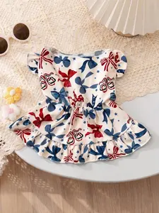 Pet Clothes Dog Cat Rabbit Princess Love Pattern Flying Sleeve Dress Pretty Comfortable Yorkshire Terrier Maltese Teddy Bichon Bear Pomeranian Bulldog For Outside Daily Use A0005