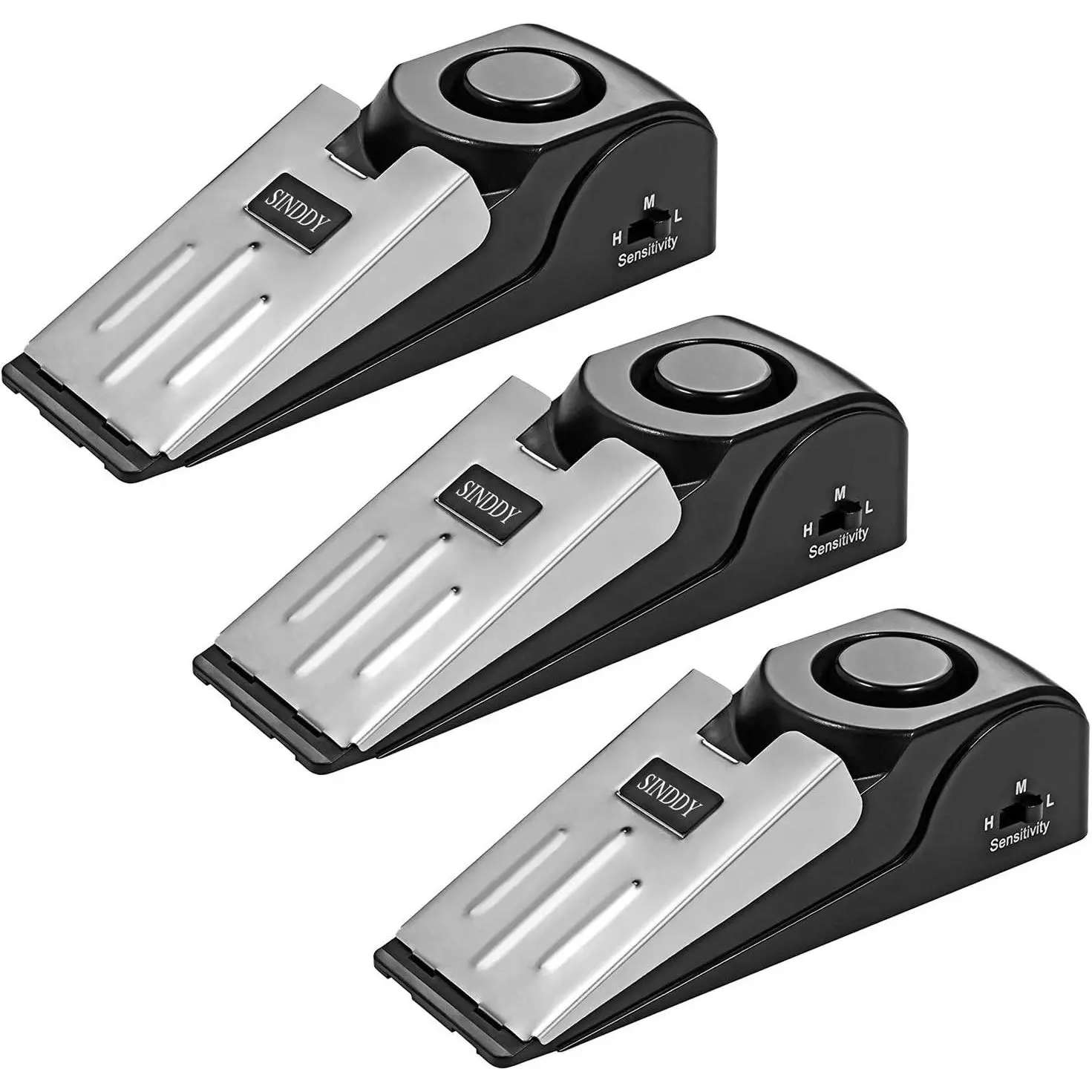 3-Pack Upgraded Non-Drilling Sliding Door Stops - Portable Safety Tool, 3 Sensitivity Levels, 9V Battery-Powered, 128g Travel-Friendly Synthetic Door Hardware for Peace of Mind