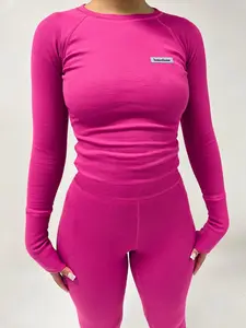 Women's Letter Patched Raglan Sleeve Tee & Skinny Pants Set, Casual Long Sleeve Round Neck T-shirt & Trousers Two-piece Set for Fall & Winter