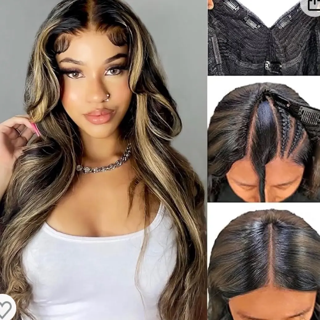 Balayage Glueless V Part Wig Brazilian Human Hair