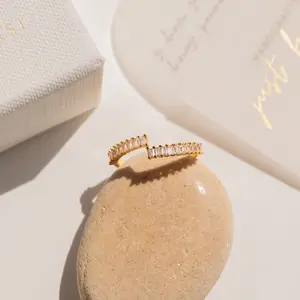 Elora Baguette Wrap Ring by Caitlyn Minimalist - Dainty Diamond Wrap Ring in Gold - Vintage Wedding Jewelry - Anniversary Gift