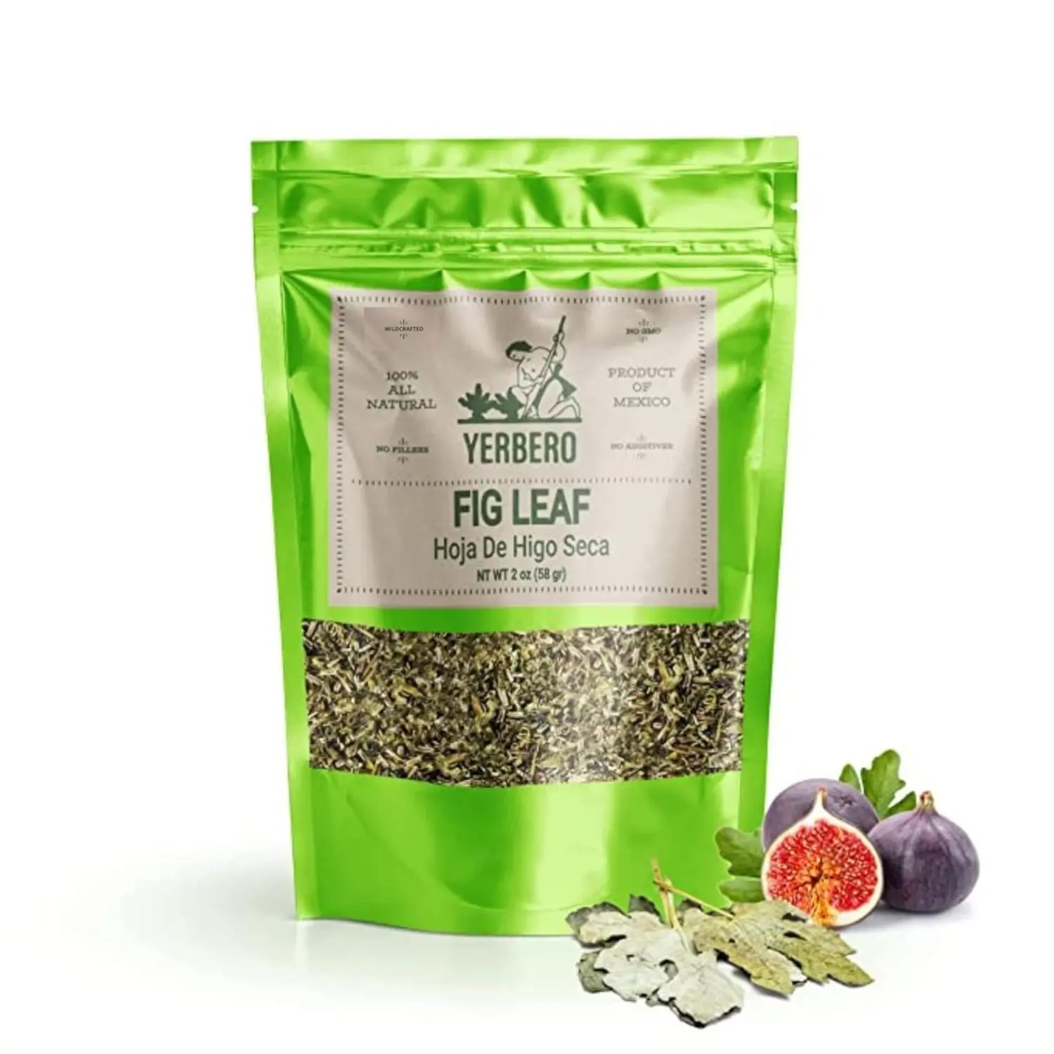 Yerbero - Fig Leaves Herbal Tea 2oz (58gr) Hoja De Higo Te | Ficus carica | Stand Up Resealable Bag Crafted By Nature100% All Natural Fresh Tea Tea | Non-GMO | From Mexico