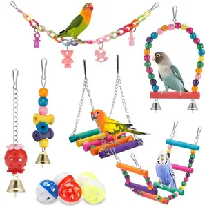 11Pcs Swing Hanging Standing Chewing Toy Hammock Climbing Ladder, Cage Colorful Toys Suitable for Budgerigar, Parakeet, Conure, Cockatiel, Mynah, Love Birds, Finches - Home Improvement.