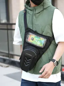 1pc Men's triangular chest bag, hard shell motorcycle style crossbody bag, waterproof outdoor shoulder bag, suitable for cycling and street wear, men's essential waist bag