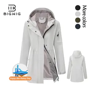 Lightweight Women's Autumn/Winter Jacket, Waterproof, Warm Fleece Lining, with Hood, Softshell Raincoat, Long Windproof Coat, Adjustable Waist, suitable for outdoor sports, hiking, and camping.