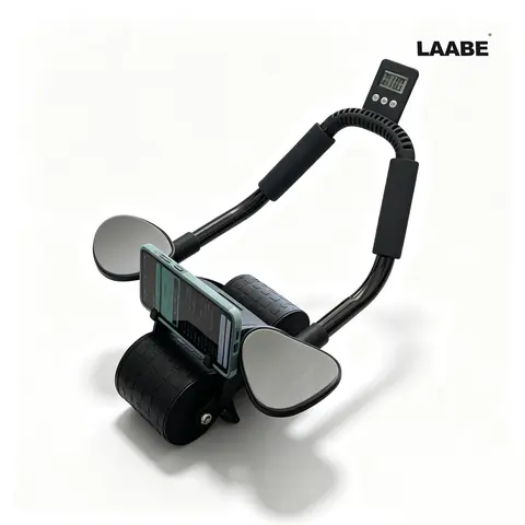 LAABE Automatic Rebound Ab Roller Wheel - Abdominal Exercise Equipment with Timer, Ergonomic Alloy Steel Handles, Non-Slip Grips, Beginner Core Strength Training, Home Gym Equipment, Exercise Mat Compatible