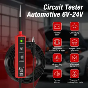 Power Circuit Probe Tester 6V-24V DC Automotive Circuit Tester 12V Auto Electrical Tester Overload Protection with LED Light