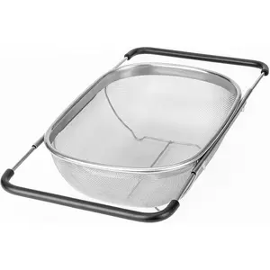 Over the Sink Colander for Kitchen - 6 Quart Over the Sink Strainer Basket with Extendable  Handles and Resting  - Multipurpose Fine Mesh Strainer for Kitchen