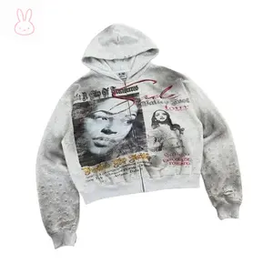 MCV-2025 Y2k American Hip Hop Harajuku Retro Cartoon Printed Sweatshirt Men Casual Loose Hip Hop Oversized Zipper Hoodie Women fashion Menswear Tops Pullover Long Sleeve
