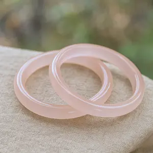 Natural Ice Blush Pink Afghan Jade Bangle | Viral Lucky Bracelet | Gift for Her