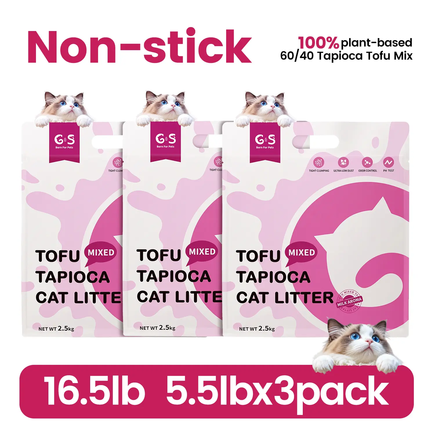G&S PH-Sensing Cat Litter | Tofu & Tapioca Blend, Real-Time Health Monitoring, Ultra Clumping, Odor Control