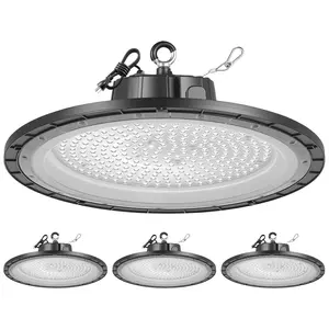 【Summervibes】VEVOR 4 Pack LED High Bay Lights, 5000K 250W 36000LM Super Bright UFO LED Warehouse Shop Lights, IP65 Waterproof, 100-277V Wide Voltage for Warehouse Workshop Factory Gym Garage Barn, Black