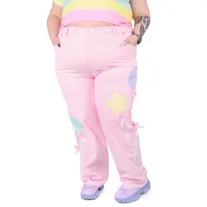 Bailee Balloon Jeans - Women's Cotton Pants with Elastic Waist and Pockets