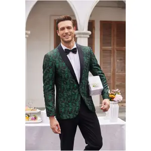 COOFANDY Men's Jacket Floral Tuxedo Jacket Paisley Shawl Lapel Suit Blazer Jacket for Dinner Prom Wedding Gift Ideas