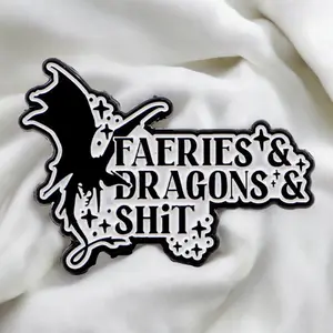 Faeries & Dragons & Sh*t Funny Enamel Pin – Fantasy Book Nerd Gift for Fae Lovers, DnD Fans & Magical Mischief Makers