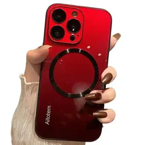 Magnetic Gradient Case for iPhone 17/16/15/14/13/12 Pro Max Luxury Tempered Glass Style Back MagSafe Compatible Scratch-Resistant Full Camera Lens Protector