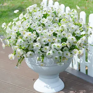 12Pcs Silk Morning Glory with Eucalyptus, Artificial Flowers Fake Plants for Outdoors Decoration, Realistic UV Resistant Faux Flowers for Outside Planter, Porch, Yard, Patio, Garden, Home Indoor