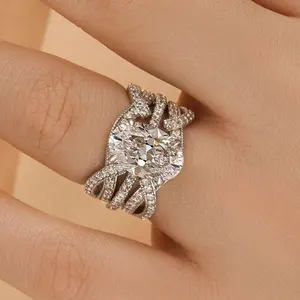 Effinny Jewelry 3.5ct Brilliance Oval Cut Engagement Ring Set For Women, 5A Grade Cubic Zirconia Bridal Wedding Ring Set Outdoorfun