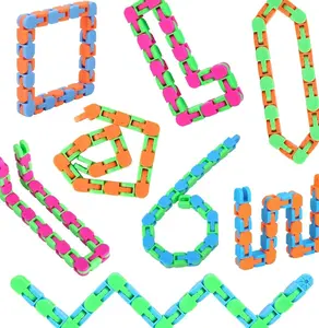 8Pcs 24Links Fidgets Wacky Tracks Fidget Toys for Kids Valentines Day Gifts Classroom Gifts School Easter Stocking Stuffers Plastic Sensory Autism Snap Fidget Click Snake Toys for Adults Travel 11inch