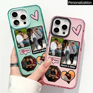 Custom Your Own Photo Pattern Phone Case For iPhone 17 Pro Max 17Air 16 15 Plus 14 13 12 11 Soft Anti-Yellowing Shockproof Ultra-thin Silcione Crystal Mobile Phone Casing Cover Combination Design of 4 Images