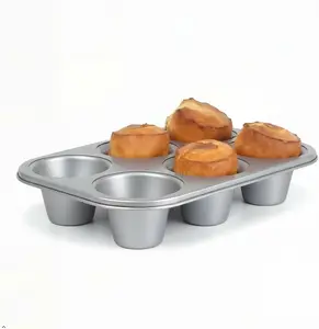 Nonstick 6-Cup Extra Deep Popover Pan, Heavy-Duty Steel 13x9 Inch, Compact Design Fits Small Ovens, 450 ° F Oven Safe