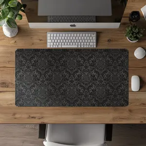 Black Damask Desk Mat, Cottagecore Mouse Pad, Dark Academia Desk Supplies, Black Mousepad, Goth Deskmat, Flower Deskmat, Cozy Gamer Desk Mat