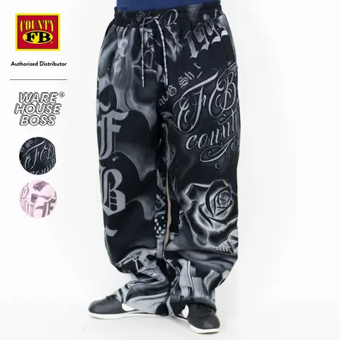 FB COUNTY Men's Heavyweight Tatted Up Sweatpants FBCOUNTY Relaxed Fit Fleece Pants 4 Pockets Drawstrings Hip Hop Harem Casual Trouser