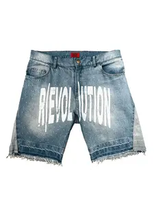 Countin' Faces Love Backwards Rhinestone Jorts Denim Fitted