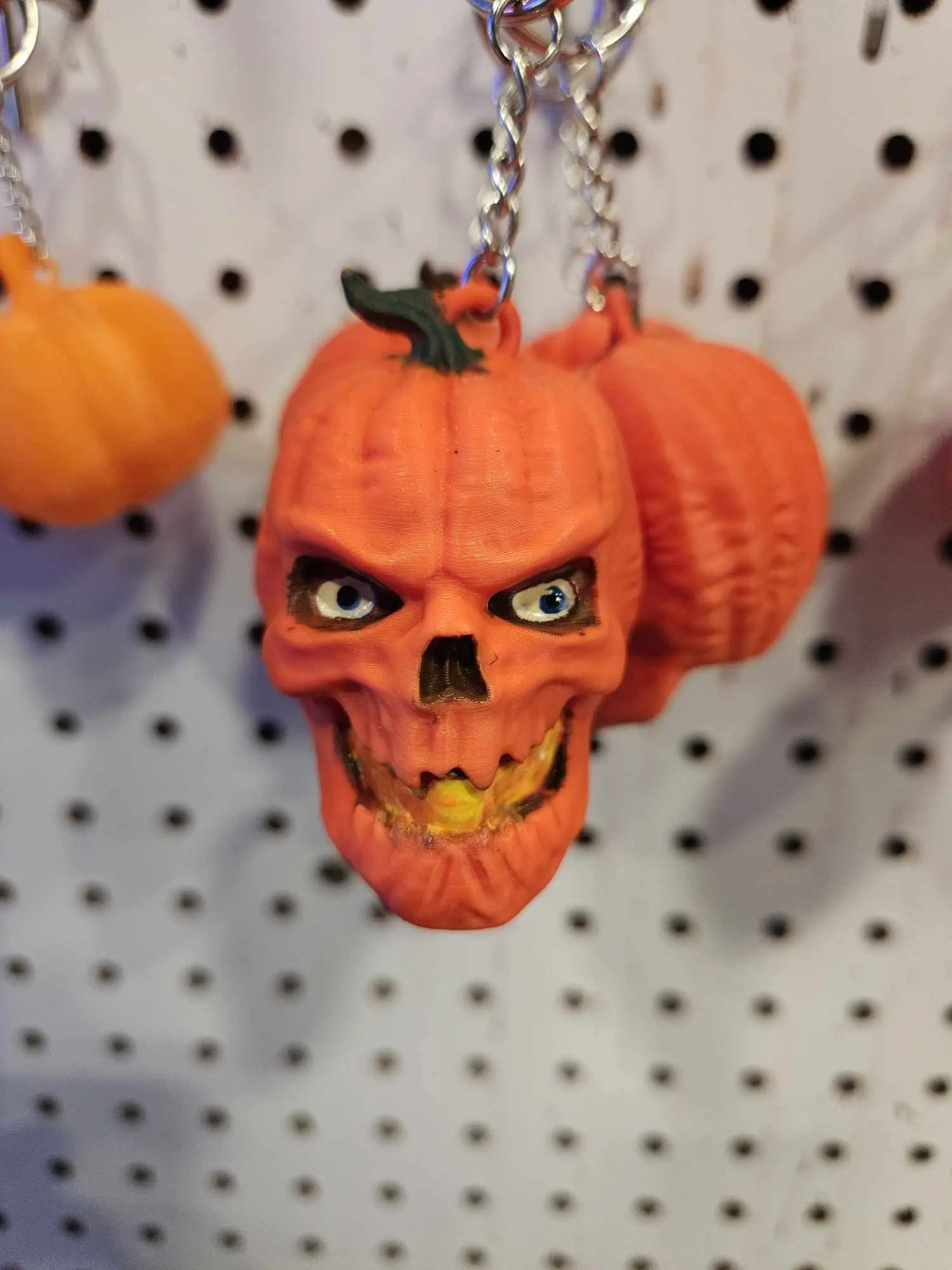 Inferno Pumpkin Skeleton Head Keychain