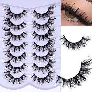 Fashionable Wet-Style False Eyelashes Set, Synthetic Fiber, 14 Pairs/2 Pack, D Curl Doll Cat Eye Anime Cosplay Look, for Special Occasions & Daily Wear