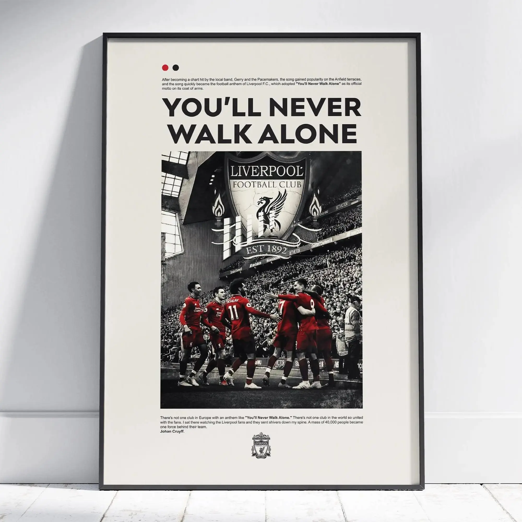 Anfield Stadium Print: Liverpool Football Poster, You'll Never Walk Alone