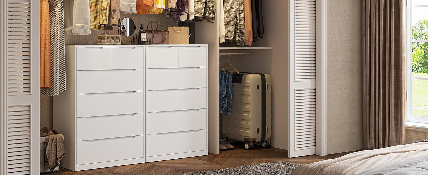 Raybee 6 Drawers Dresser for Bedroom, Modern Chest of Drawers, Black Dresser with Large Organizer, Deep Drawer and Smooth Metal Rail