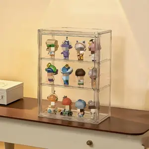 3 Layer Transparent Display Cabinet with Magnetic Door, Acrylic Structure, No Assembly Required, Modern Design for Stores, Home Office, Collections