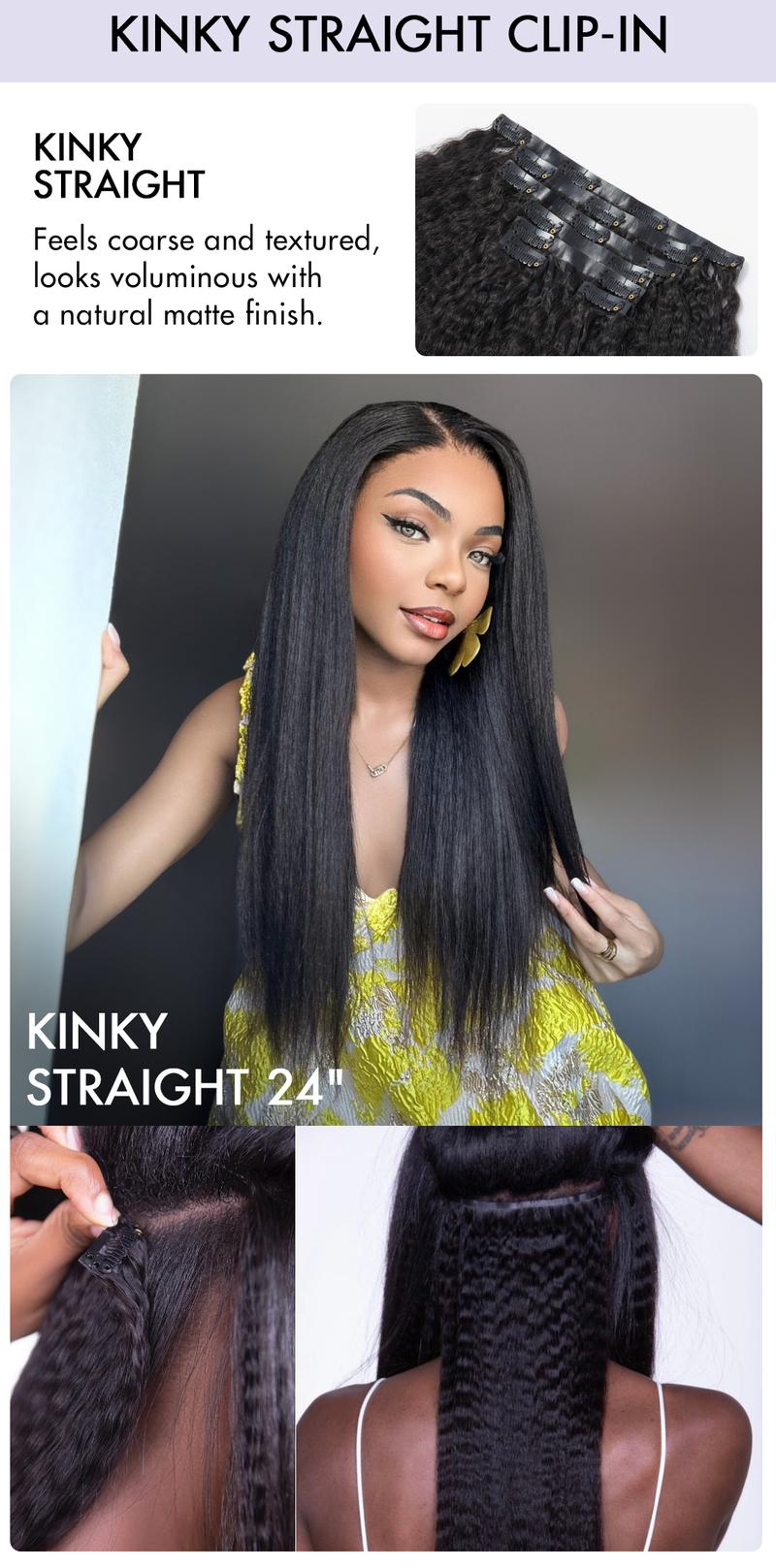 LUVME 100% Virgin Human Hair Extensions Seamless & Invisible Edge Straight, Body Wave, Kinky Curly, Yaki Straight, Messy Burmese Curl Clip-In