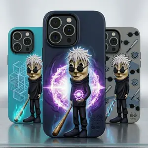 G-Gojo x T/Tung T-Tung Tung Sahur Anime Phone Case, Funny Meme Sorcerer Tough Case for iPhone 17 16 15 14 13 12 11 Pro Max & Samsung Galaxy S25 S24 S23 Ultra, Y2K Cartoon Aesthetic Cover