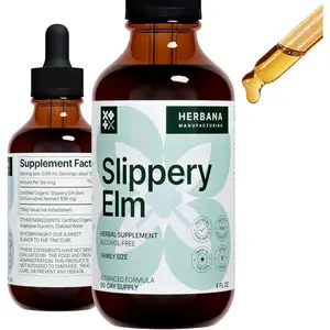Slippery Elm Bark 4 fl oz Liquid Extract - Gut Health, Respiratory & Immune Support - Ulmus Rubra Tincture - Natural Herbal Drops for Man & Woman - Family Size - High Potency - 90-Day Supply