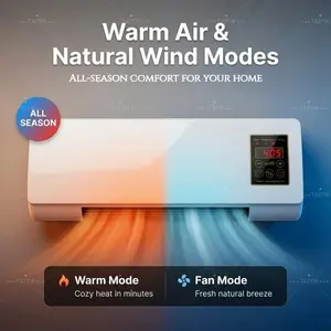 Quiet Powerful Dual Mode Fan 1400W Wall Mounted Natural Wind Fast Heating For Bedroom & Office