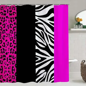 Leopard Print Shower Curtain Set with Hooks, Includes Bath Mat, Toilet Lid Cover, U-Shaped Pad, Ideal Gift for Home Decor