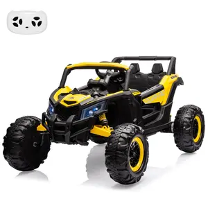 24V Ride On UTV Car, Battery Powered Electric Vehicles, Kids UTV with Remote Control, Spring Suspension,200W Motor, Metal Frame, USB, Music, LED Lights, Ride On Toy for Kids