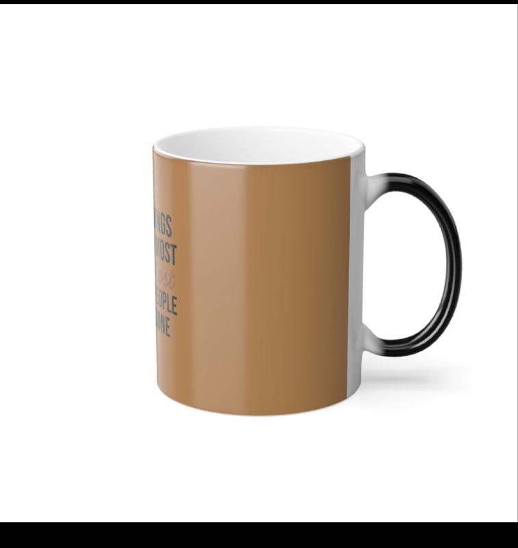 Color Changing Mug - Brown and White Design with Black Handle