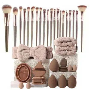 40-Piece Synthetic Makeup Brush Set, Includes Blending Brush, Face Washing Kit, Medium Sponge Puffs, Professional Women's Beauty Tools, Perfect Gift for Holidays