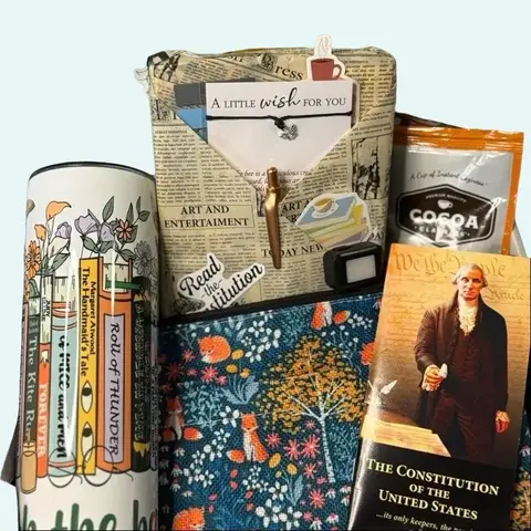 Banned Book Box with Book Mark, Note, Cup, Stickers & Chocolate - Explore Banned Books with Reflective Questions Goodie Bag Stuffer Gifts