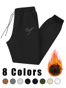 Men's Casual Jogger Pants with Pet Dog Print, Elastic Waist Drawstring, Comfortable Fitted Design for Fall & Winter Daily Wear