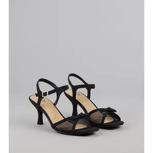 Flirty And Fancy Mesh Bow Kitten Heels