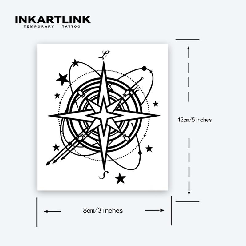 INKARTLINK Tattoo Tech, 2 Sheets Semi-Permanent Temporary Tattoos,Cross Star , Adult Art Design,Lasts 1-2 Weeks, Waterproof, Realistic Look, No Adhesive, No Reflection,For Man And Woman,Ideal for Swimming, Party
