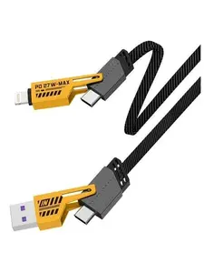 4 in 1 Fast Charging Cable 27W – USB  to USB C, Lightning & Micro USB Multi Charger Cord, Universal Phone Charger for iPhone & Android, Durable Tangle-Free Cable, Smartphone, Cellphone