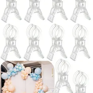 10pcs 3.5 Inch Thick Transparent Plastic Spring Clips, Balloon Arch Fixing Clamps, Multipurpose Backdrop Fastener Clips for Party Decor