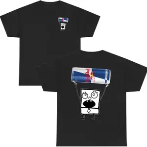 Doodlebob Red Bull Menswear T-Shirt – Funny Energy Drink Cartoon Graphic Tee, Trendy Casual Cotton Outfit for Men and Women, Perfect for Party and Hype Lovers