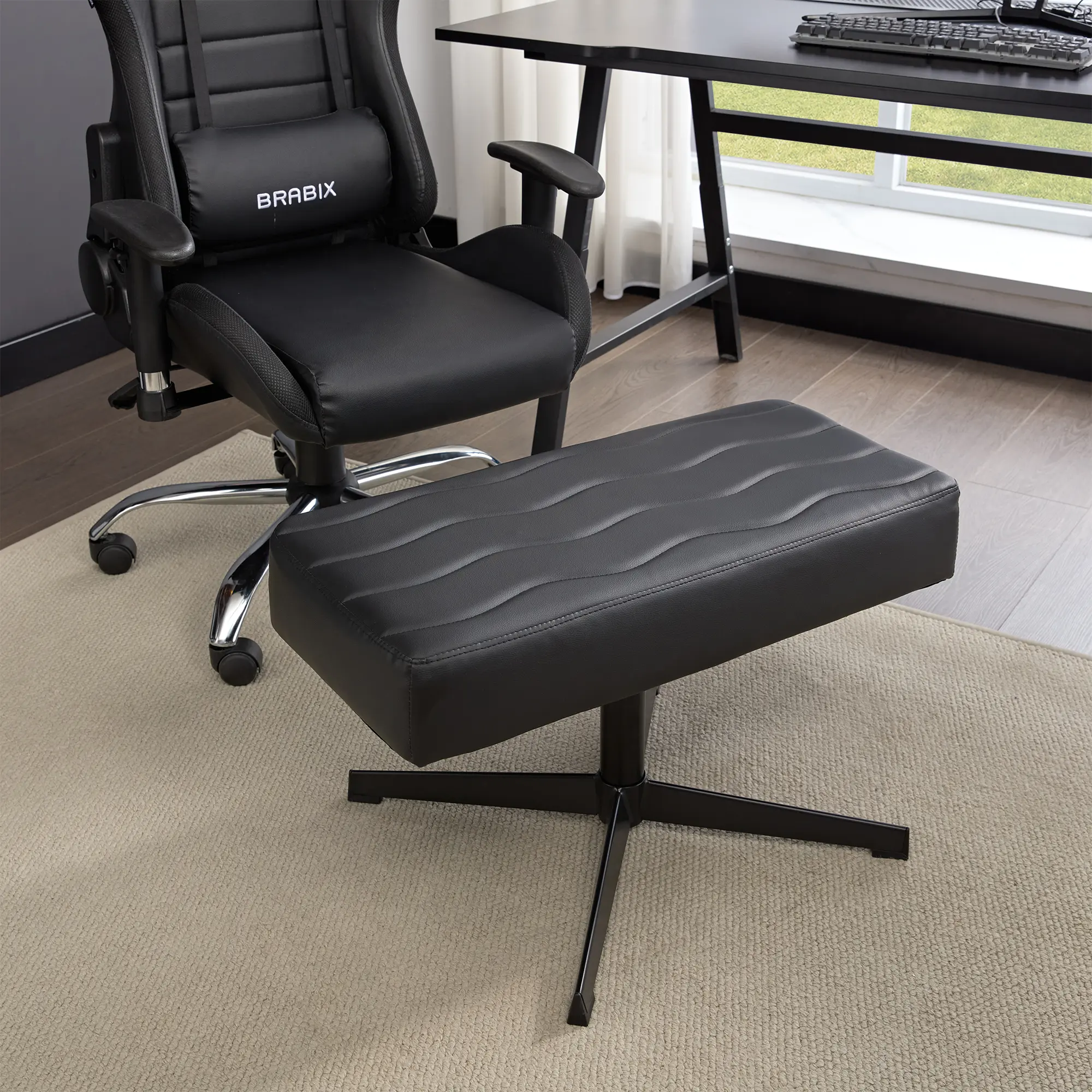 VECELO Low Stool LiftableGame Footstool Multi-functionStool Footstool SimpleConference Chair Video GameStool for Game Home Office,Black